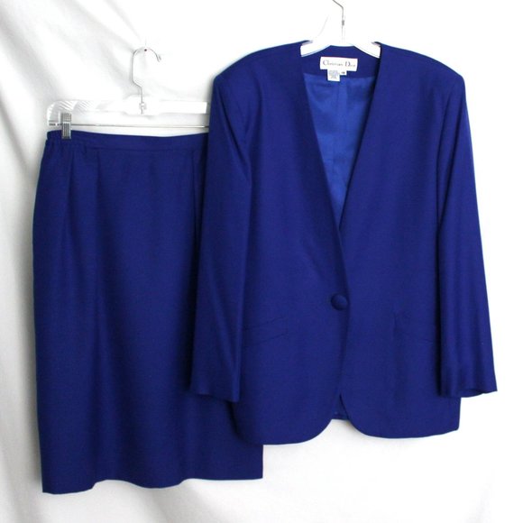 COPY - Christian Dior Size 14 100% Rayon 1 Button Skirt Suit - Great! - Picture 5 of 13